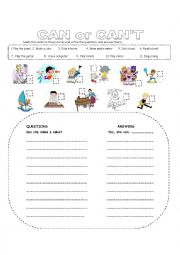 English Worksheet: can or cant