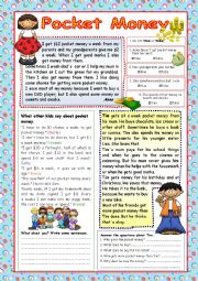 English Worksheet: Pocket Money (+KEY)