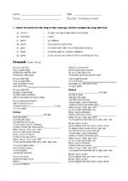 English Worksheet: Firework by Katy Perry