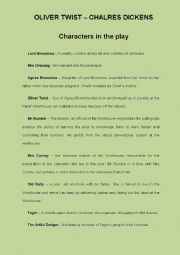 English Worksheet: Oliver Twist - the characters 