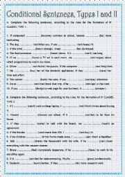 English Worksheet: Conditional Sentences, types 1 and 2