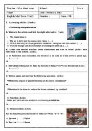 English Worksheet: 9th form february 2013