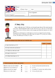 English Worksheet: Test - 6th grade 1/2