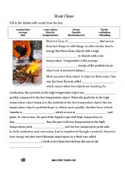 English Worksheet: Heat Transfer Cloze Activity