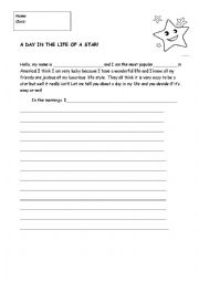 English Worksheet: A day in the life of a star