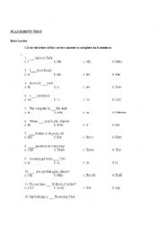 English Worksheet: PLACEMENT TEST