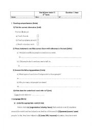 English Worksheet: end of term test n2