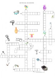 English Worksheet: BATHROOM CROSSWORD