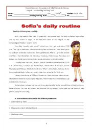 English Worksheet: Sofias Daily Routine