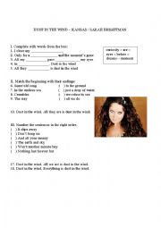 English Worksheet: DUST IN THE WIND  KANSAS / SARAH BRIGHTMAN