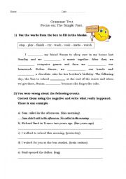 English Worksheet: Simple past