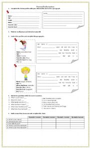 English Worksheet: Personal Profile 