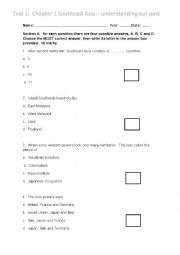 English Worksheet: Southeast Asia and World War II