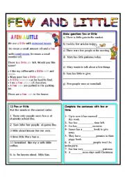 English Worksheet: FEW AND LITTLE