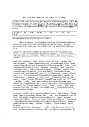 English Worksheet: Prepositions: Cultural geography