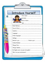 English Worksheet: Introduce yourself