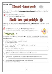 English Worksheet: Should ( general advice + late advice ) 