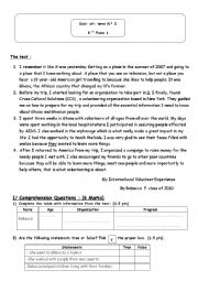 English Worksheet: end of term test 3 9th form