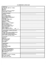 English Worksheet: CLASSROOM LANGUAGE complete