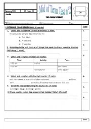 English Worksheet: mid of second term 3rd form test