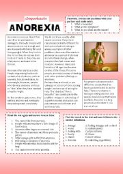 English Worksheet: Anorexia [Comprehension text]