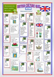 English Worksheet: British Culture Quiz Part 2