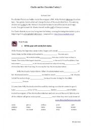 English Worksheet: Charlie and the Chocolate Factort