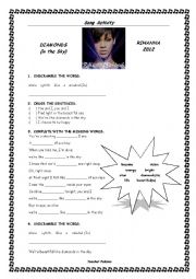 English Worksheet: Diamonds (in the sky) - Rihanna