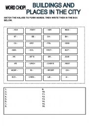 English Worksheet: WORD CHOP - BUILDINGS