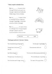 English Worksheet: animals descriptions