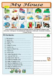 English Worksheet: My home