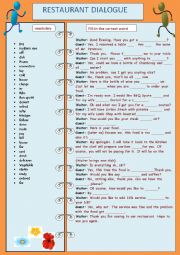English Worksheet: Restaurant dialogue 