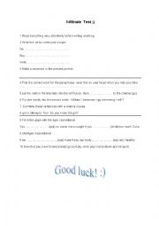 English Worksheet: 1 Minute Test