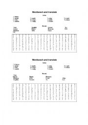 English Worksheet: Wordseach and Translate