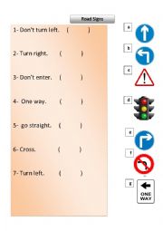 English Worksheet: road signs