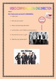 English Worksheet: One direction; video comprehension
