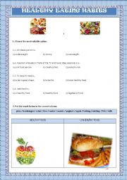 English Worksheet: Teenagers and Eating Habits