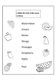 English Worksheet: Fruits