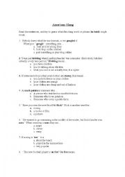 English Worksheet: AMERICAN SLANG