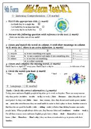 9th form Mid term test 2 