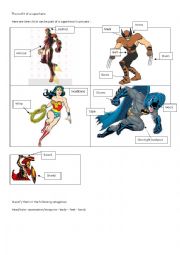English Worksheet: superheroes outfit