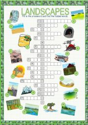 English Worksheet: Landscapes Crossword Puzzle