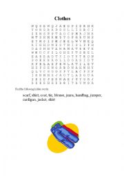 English Worksheet: Wordsearch - clothes