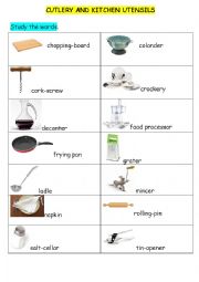 English Worksheet: Cutlery and kitchen Utensils