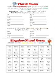 Singular Plural Nouns Worksheet