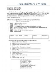 English Worksheet: remedial work