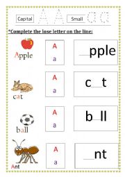 English Worksheet: The letter A