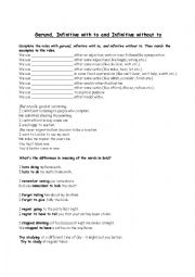 English Worksheet: Gerund and Infinitve