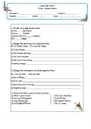 English Worksheet: PRESENT SIMPLE - TO BE