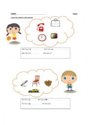 English Worksheet: She has - He has
